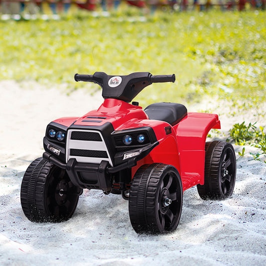 PlayPatch™ 6 V Kids Ride on Cars Quad Bike Electric ATV Toy for Toddlers w/ Headlights Battery Powered for 18-36 months Black+Red