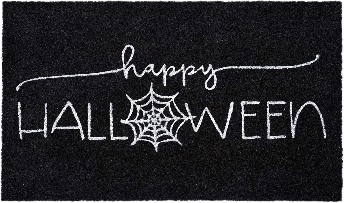 17" X 29" Natural And Brown Halloween Halloween Happy Halloween Outdoor Coir Door Mat