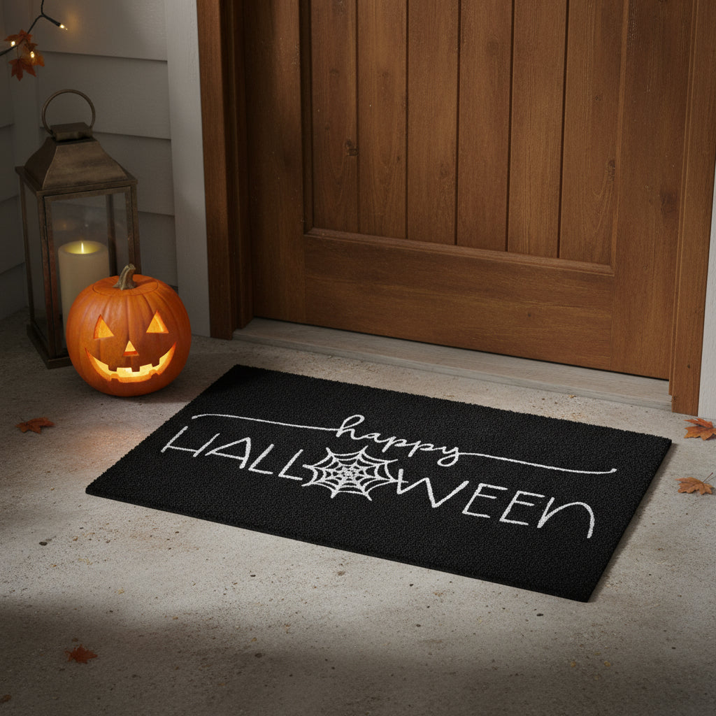 17" X 29" Natural And Brown Halloween Halloween Happy Halloween Outdoor Coir Door Mat