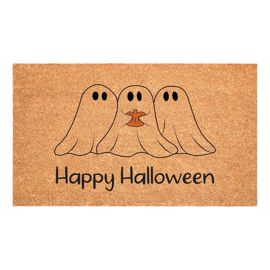 24" X 36" Natural And Brown Halloween Halloween Happy Halloween Outdoor Coir Door Mat
