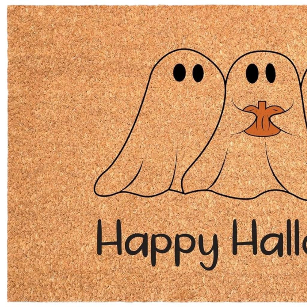 24" X 36" Natural And Brown Halloween Halloween Happy Halloween Outdoor Coir Door Mat