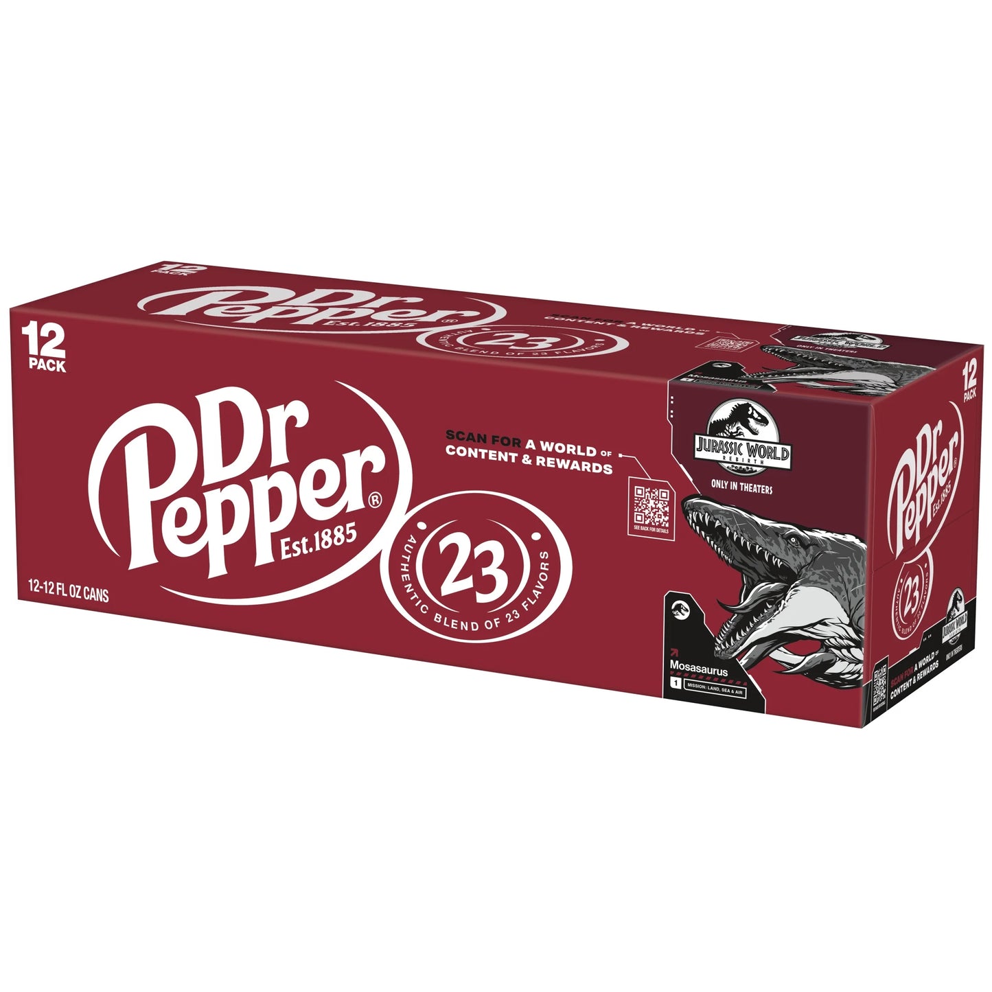 Dr Pepper Soda Pop, 12 Fl Oz, 12 Pack Cans, Jurassic World Rebirth Limited Edition