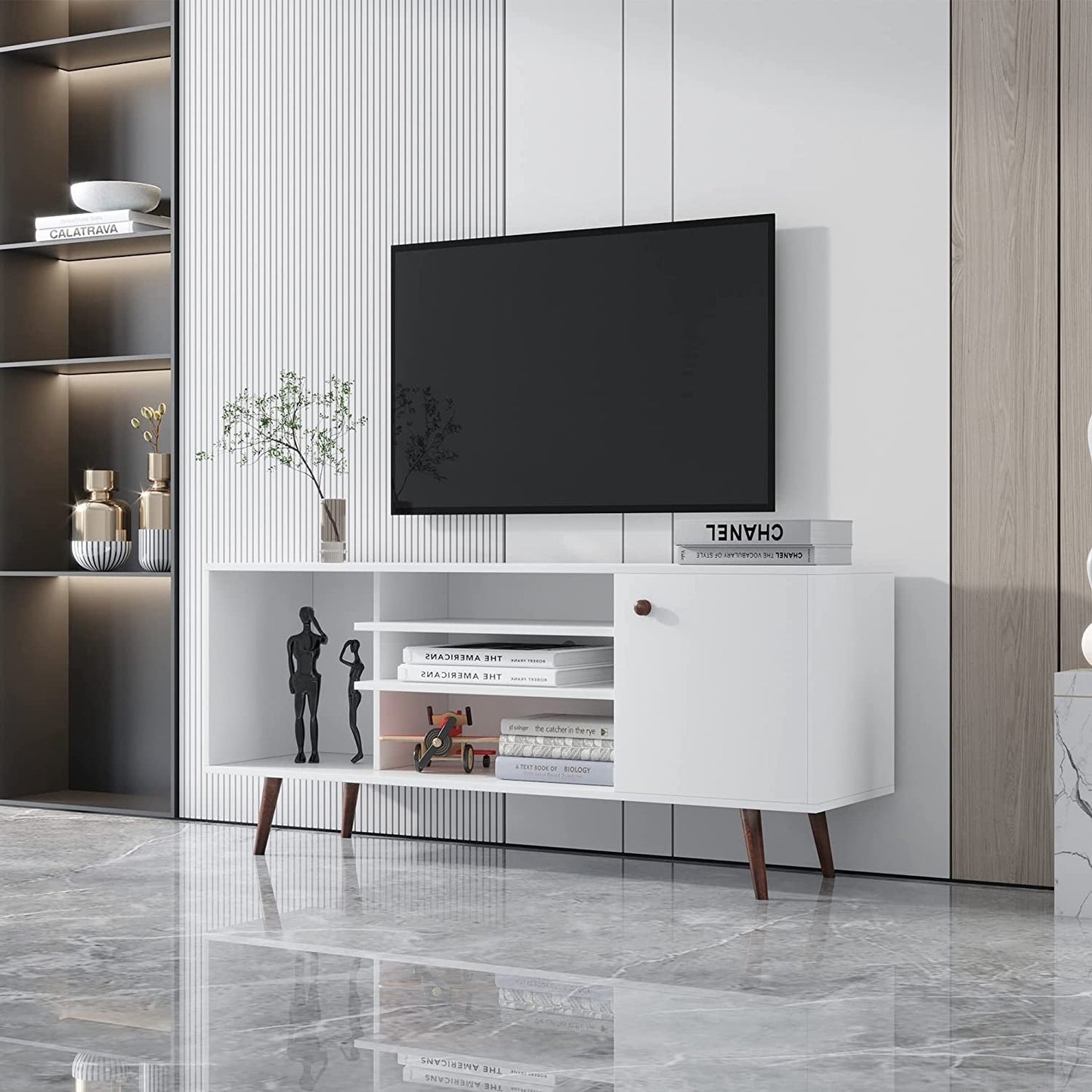 Farmhouse TV Stand with Storage for Large Tvs-1