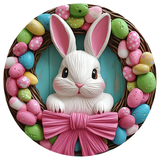 Aluminum Easter Bunny Wreath Wall Sign-0