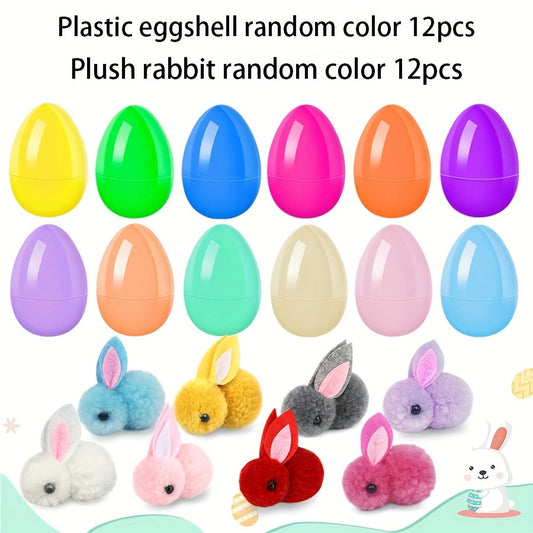 42pcs Colorful Easter Eggs with Stuffed Bunny Animals-0