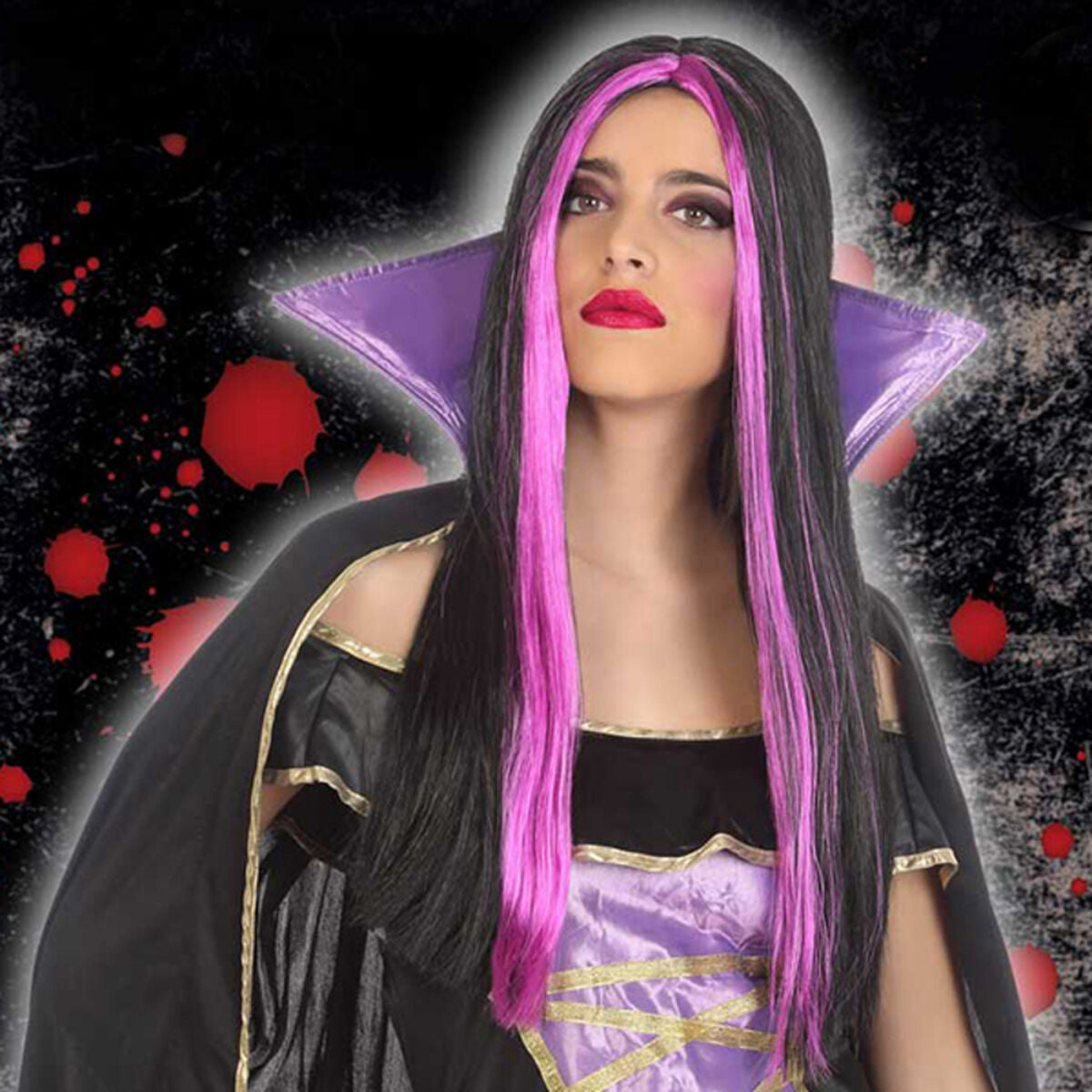 Halloween Wig Violet Fuchsia-1