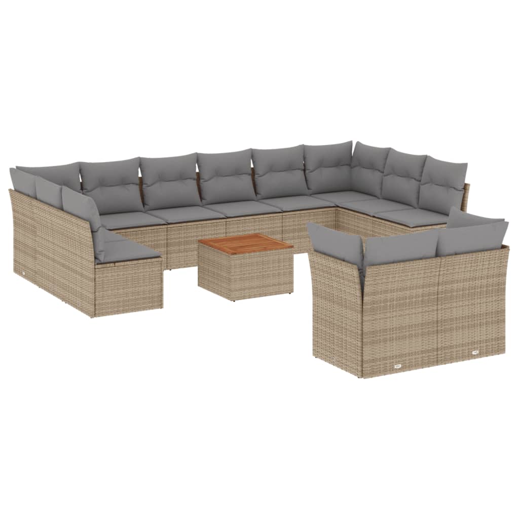 HomeProvisions™ 13 Piece Garden Sofa Set with Cushions Mix Beige Poly Rattan
