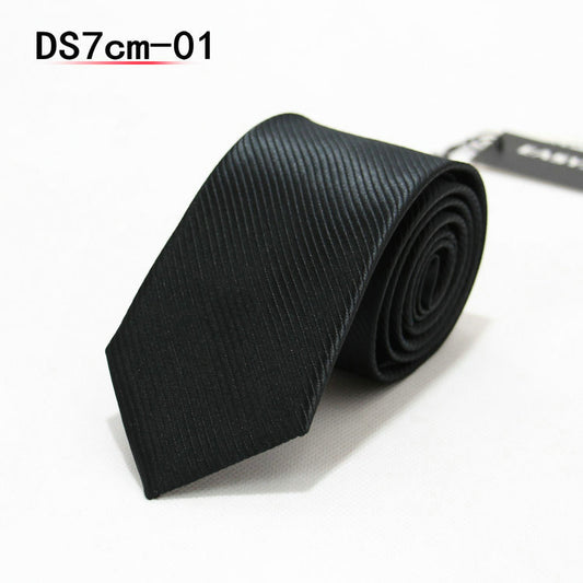 Business 7cm Striped Professional Narrow Casual Black Tie