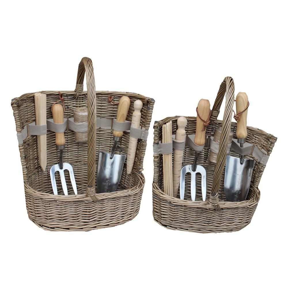 Bolt & Gear™ Antique Wash Garden Basket with Tools