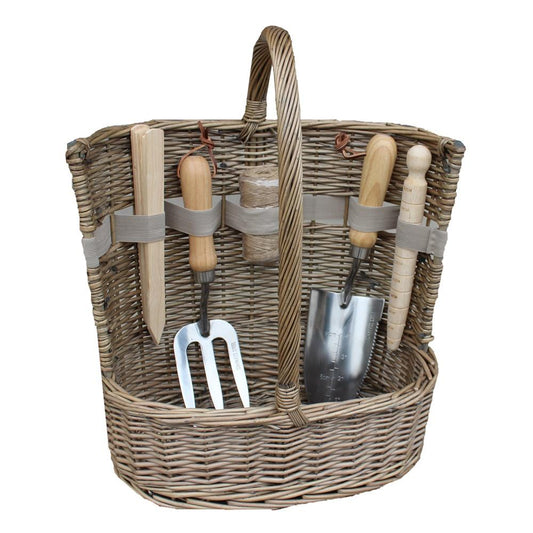 Bolt & Gear™ Antique Wash Garden Basket with Tools