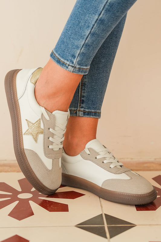 Veloria™ Avani Shimmer Star Patch Lace up Retro Flattie
