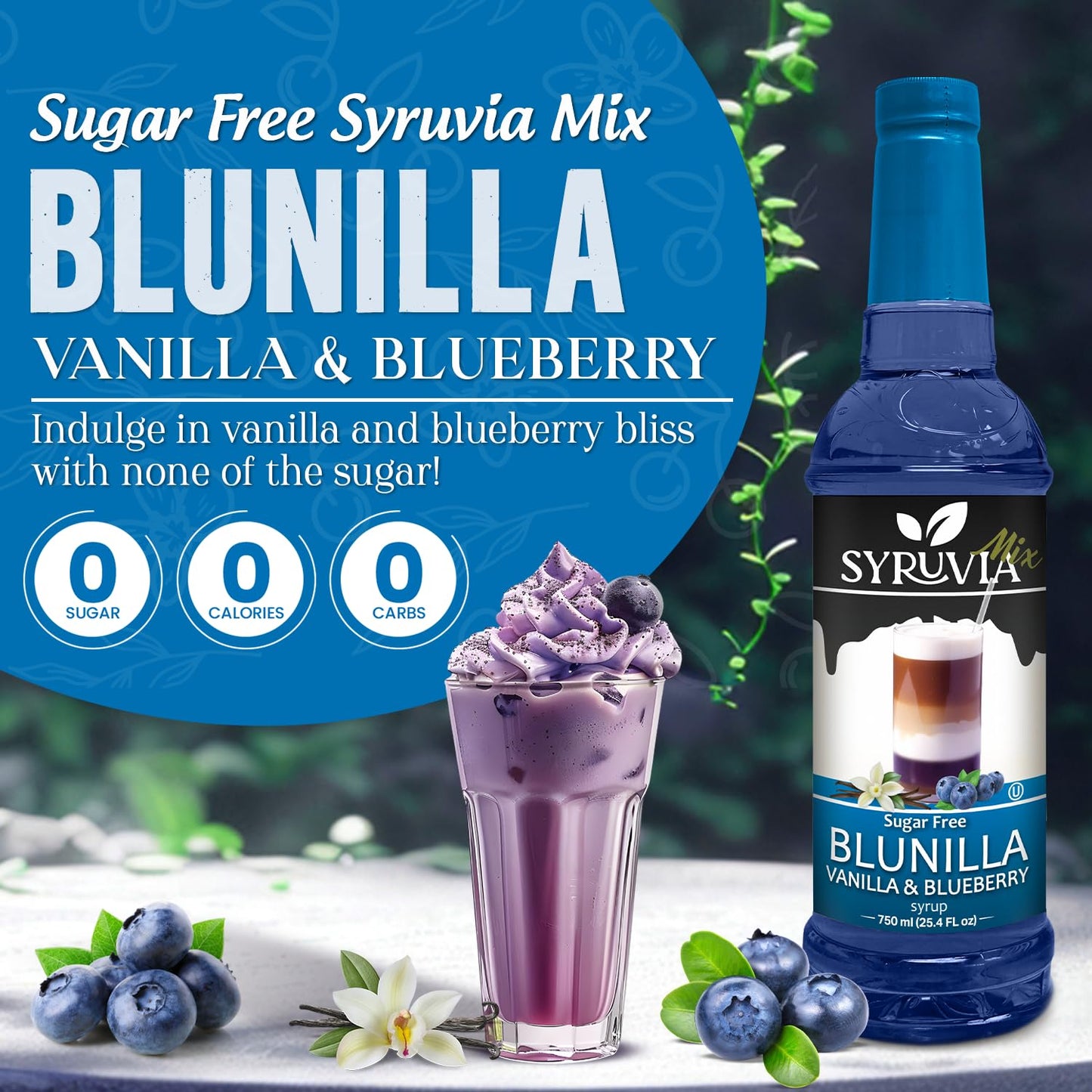 Sugar-Free BLUNILLA Syrup™ Vanilla Blueberry