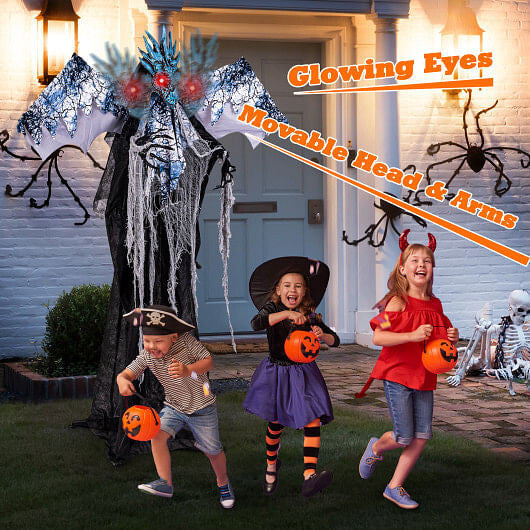 Everyday Festive™ 6ft Halloween Animatronic Decoration with Light Up Eyes Posable Wings and Arms