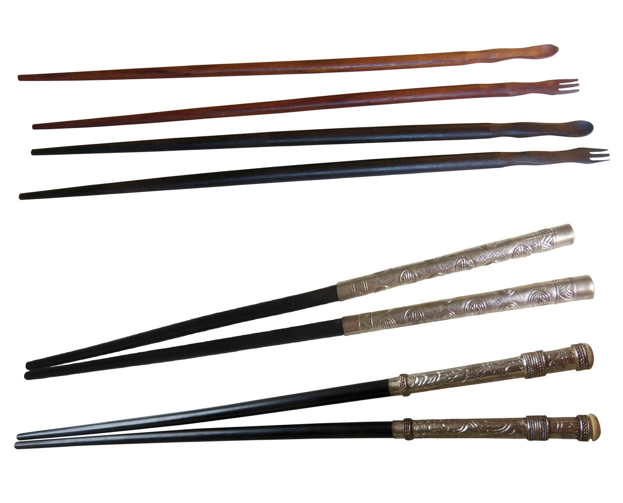 Funny Wood Chopsticks with Tiny Fork & Spoon at the top-4