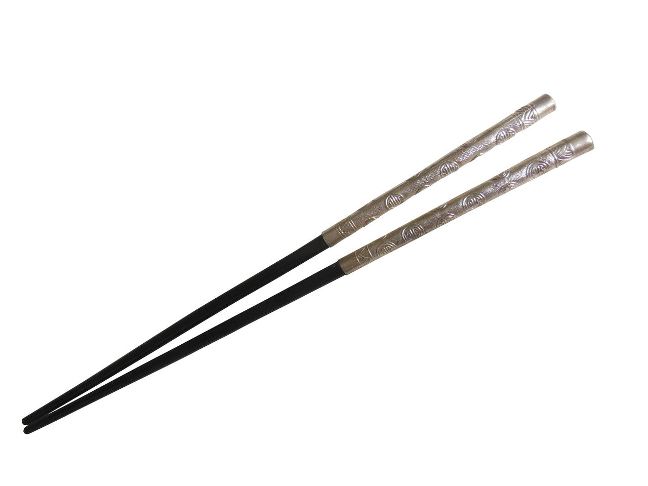 Handmade Chopsticks in Wood and Carved Sterling Silver-1
