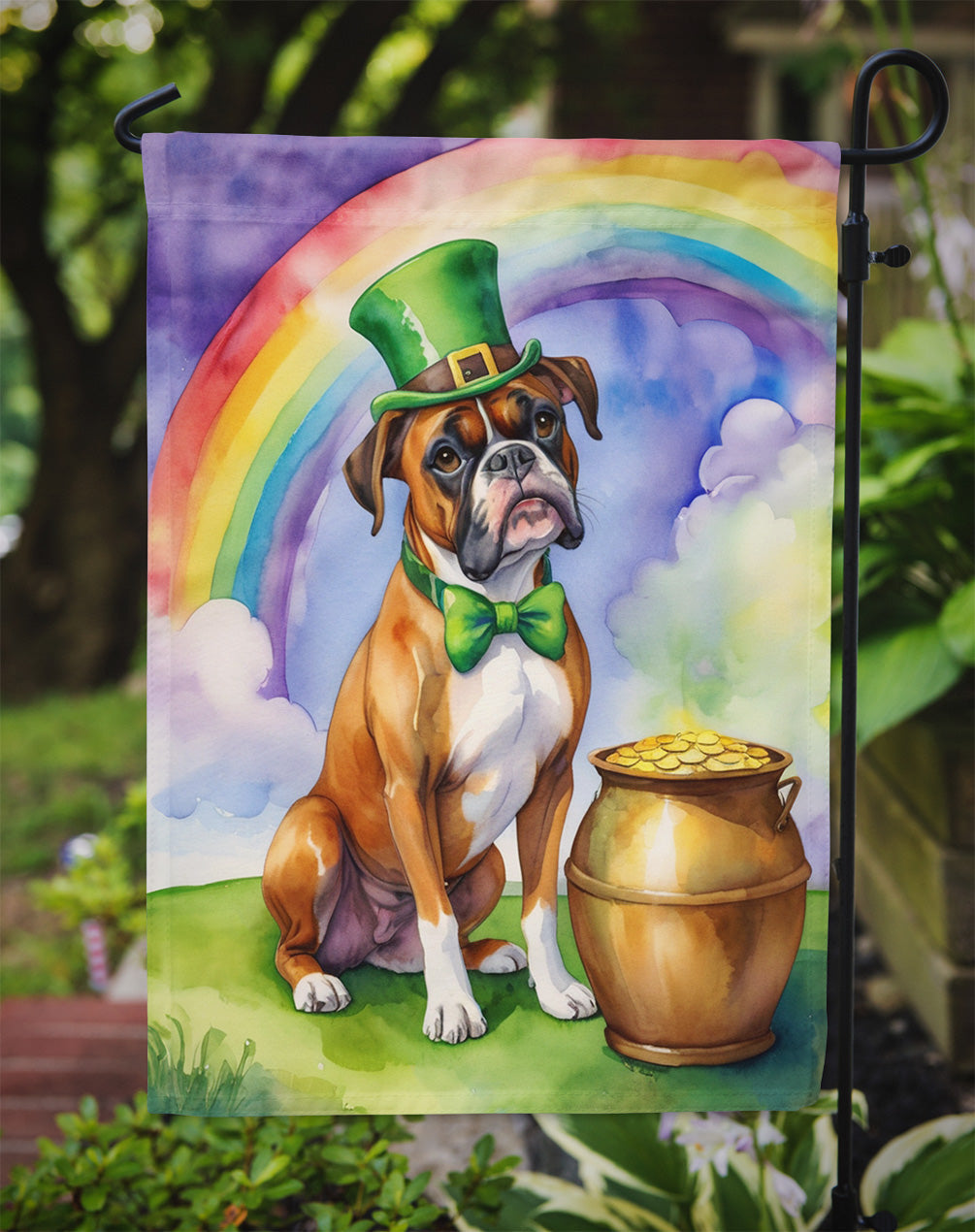 Boxer St Patrick's Day Garden Flag
