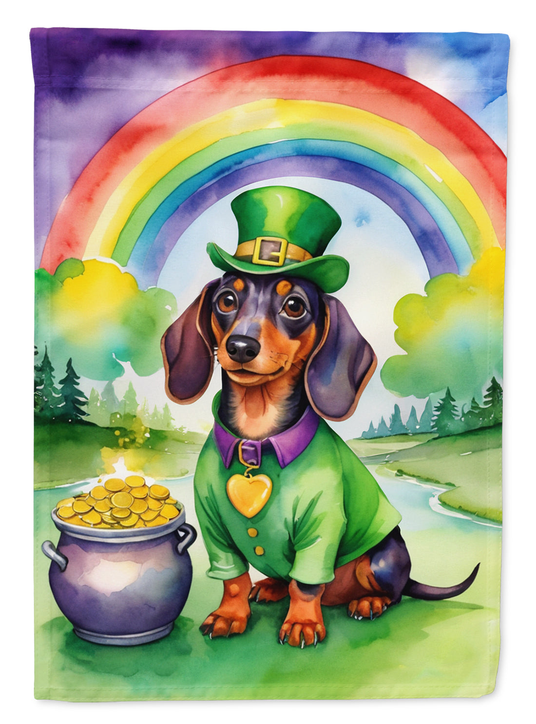 Dachshund St Patrick's Day Garden Flag