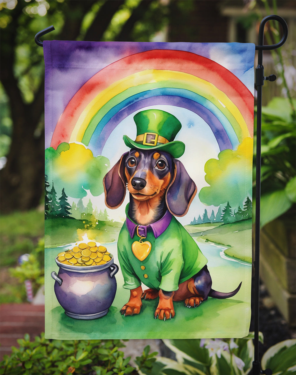 Dachshund St Patrick's Day Garden Flag