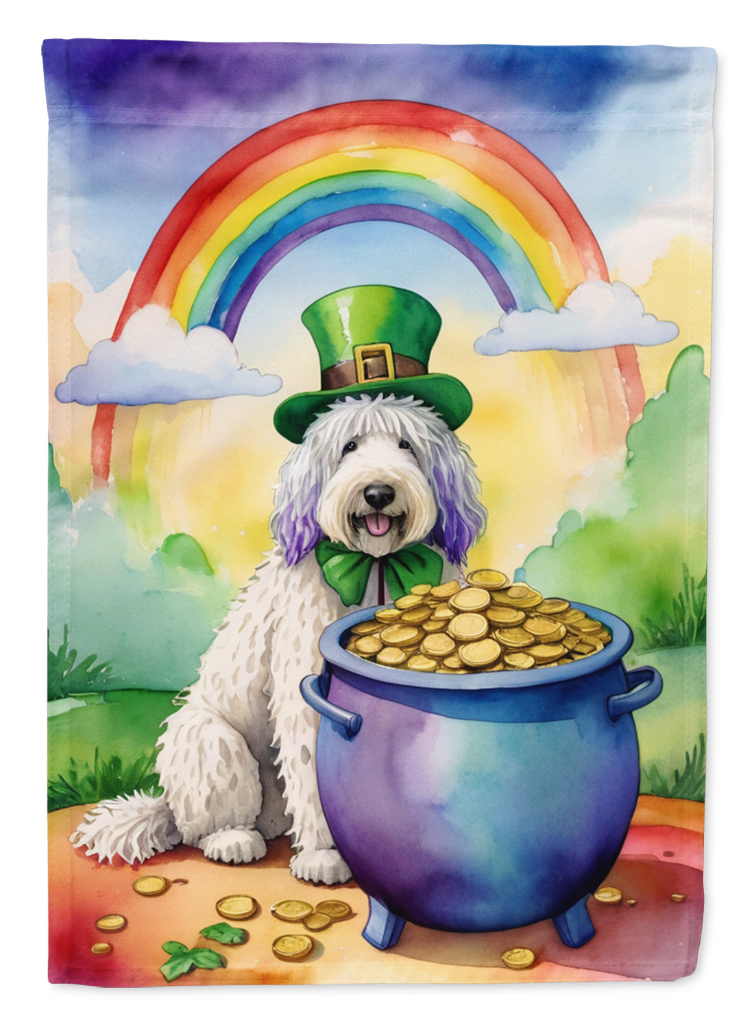 Komondor St Patrick's Day Garden Flag