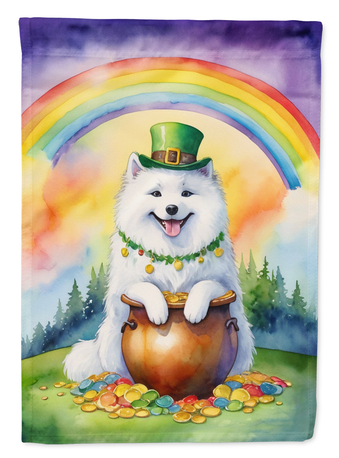Samoyed St Patrick's Day House Flag