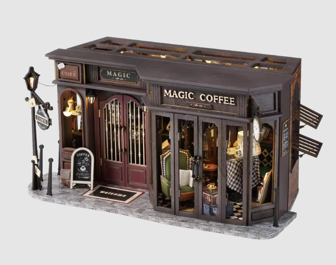 Magic Coffee Dollhouse Kit - Miniature Wizardi Roombox Kit-2