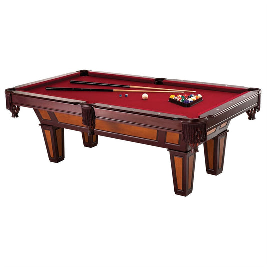 PlayPatch™ 7 Ft Pool Table with Red Burgundy Wool Top and Fringe Drop Pockets
