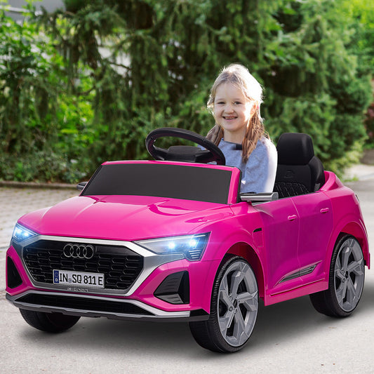 PlayPatch™ Audi Q8 e-tron Sportback Licensed 12V Ride on Car w/ Remote, 4 Spring Suspension Wheels, Headlights, Music, Horn - Pink