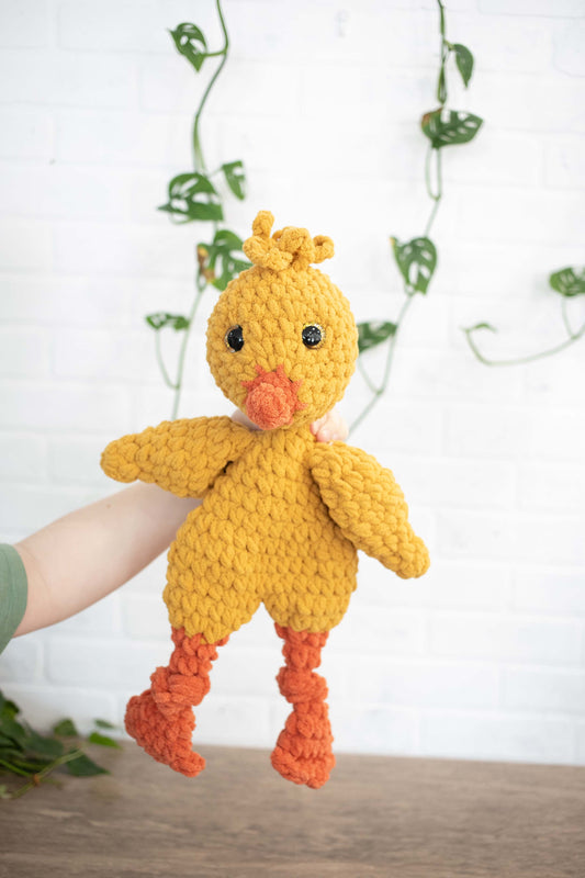 Crochet Chick Lovey, Crochet Stuffed Animal, Amigurumi Chickie Snuggler-0