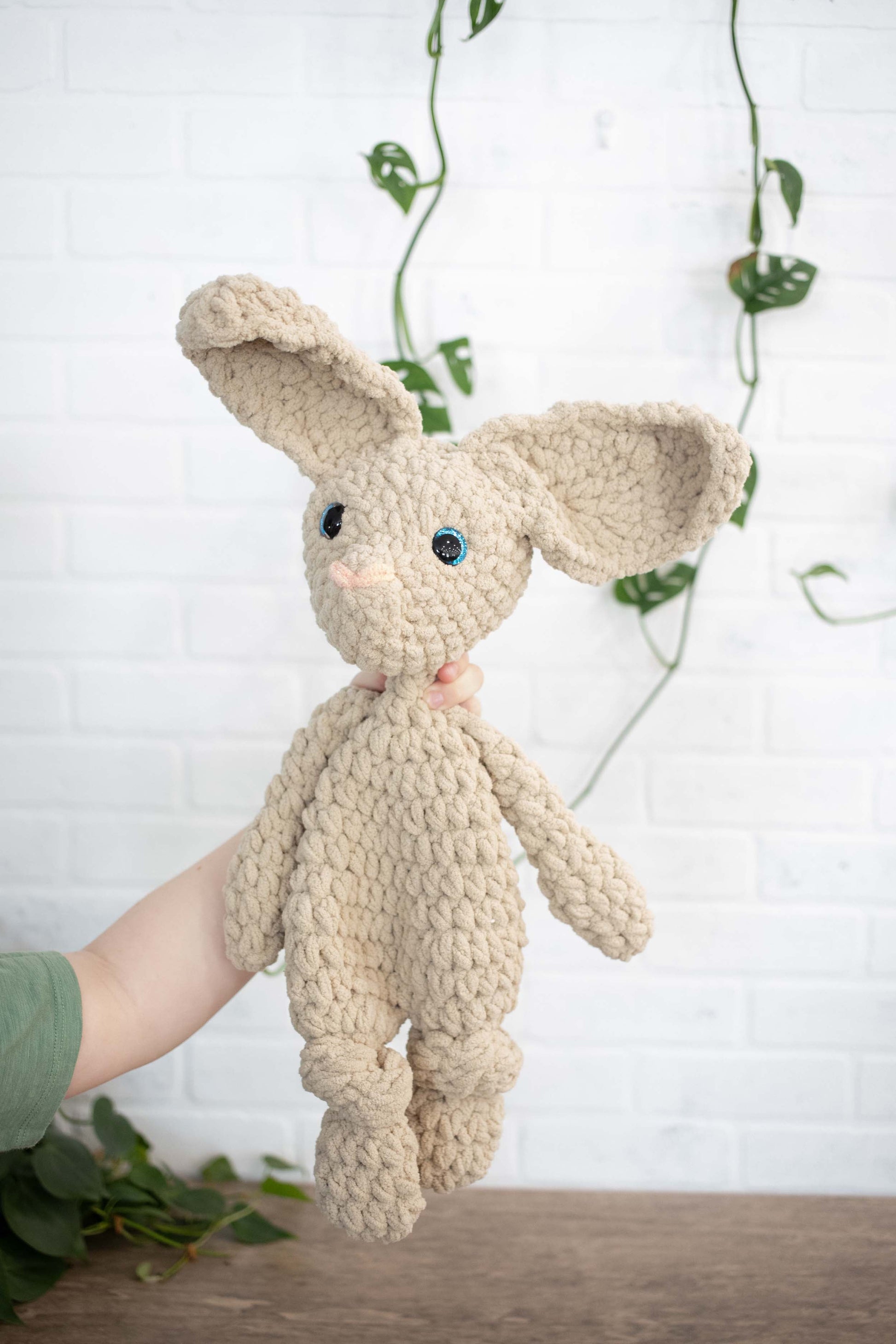 Crochet Bunny Dog Lovey, Crochet Stuffed Animal, Amigurumi Bunny Snuggler-2