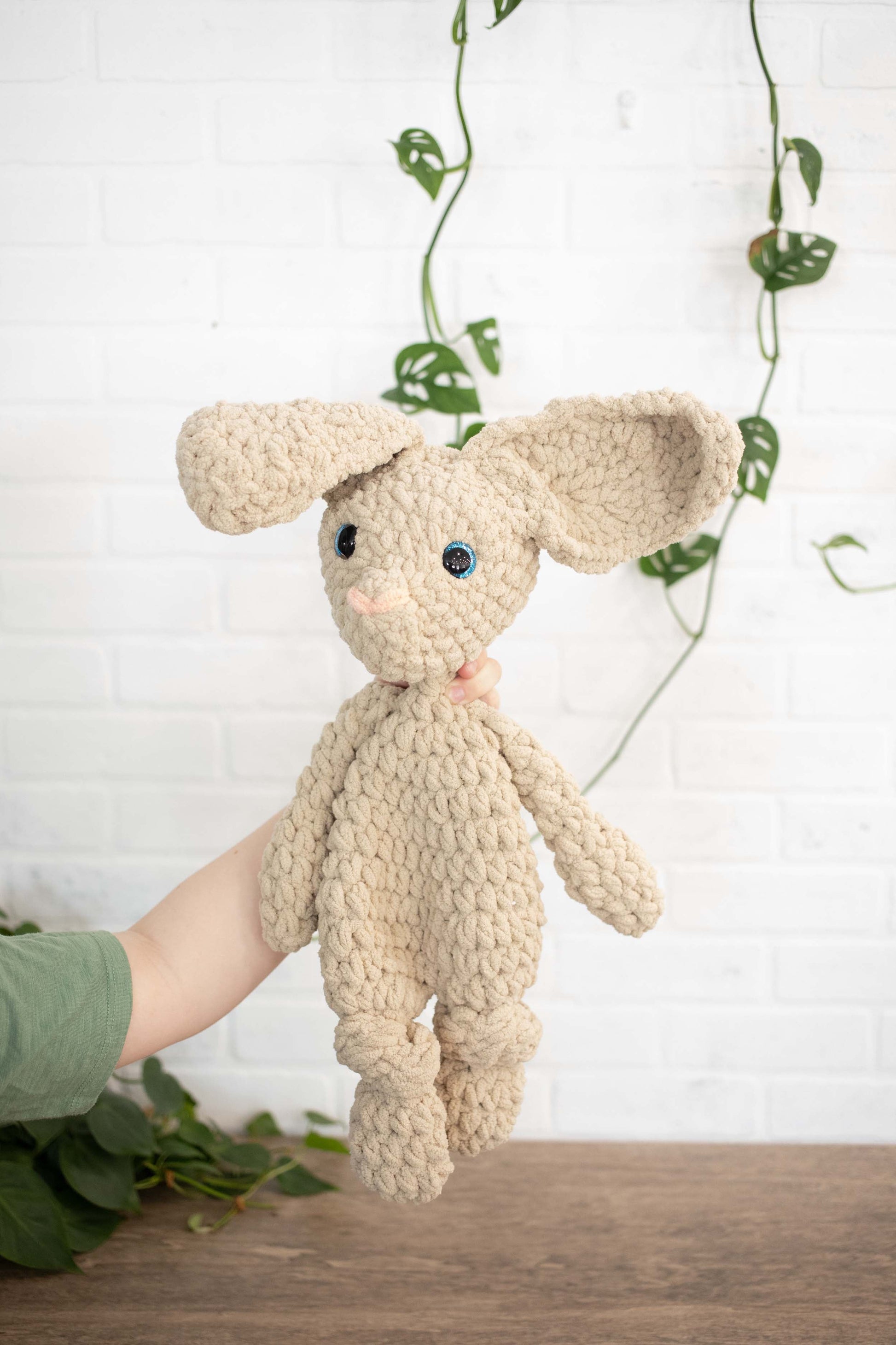 Crochet Bunny Dog Lovey, Crochet Stuffed Animal, Amigurumi Bunny Snuggler-1