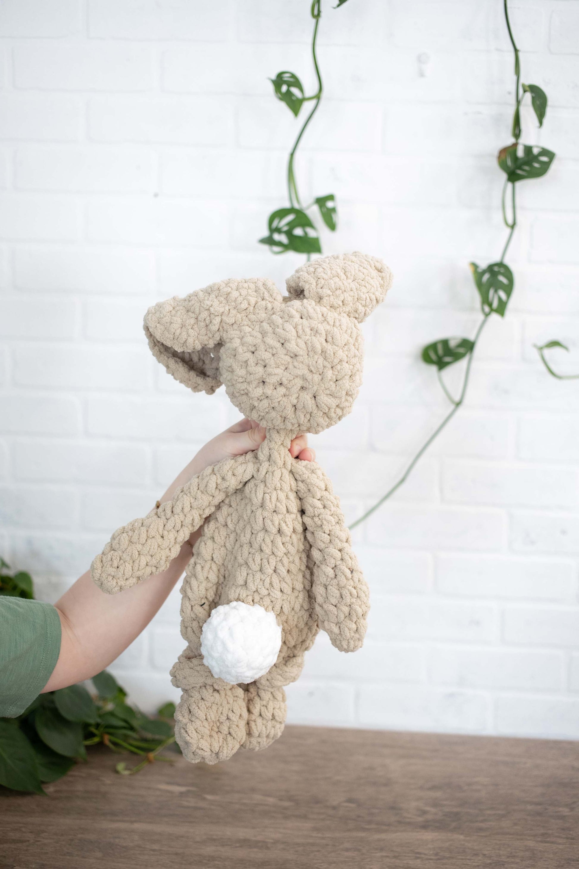 Crochet Bunny Dog Lovey, Crochet Stuffed Animal, Amigurumi Bunny Snuggler-4