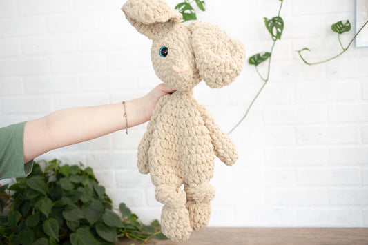 Crochet Bunny Dog Lovey, Crochet Stuffed Animal, Amigurumi Bunny Snuggler-0