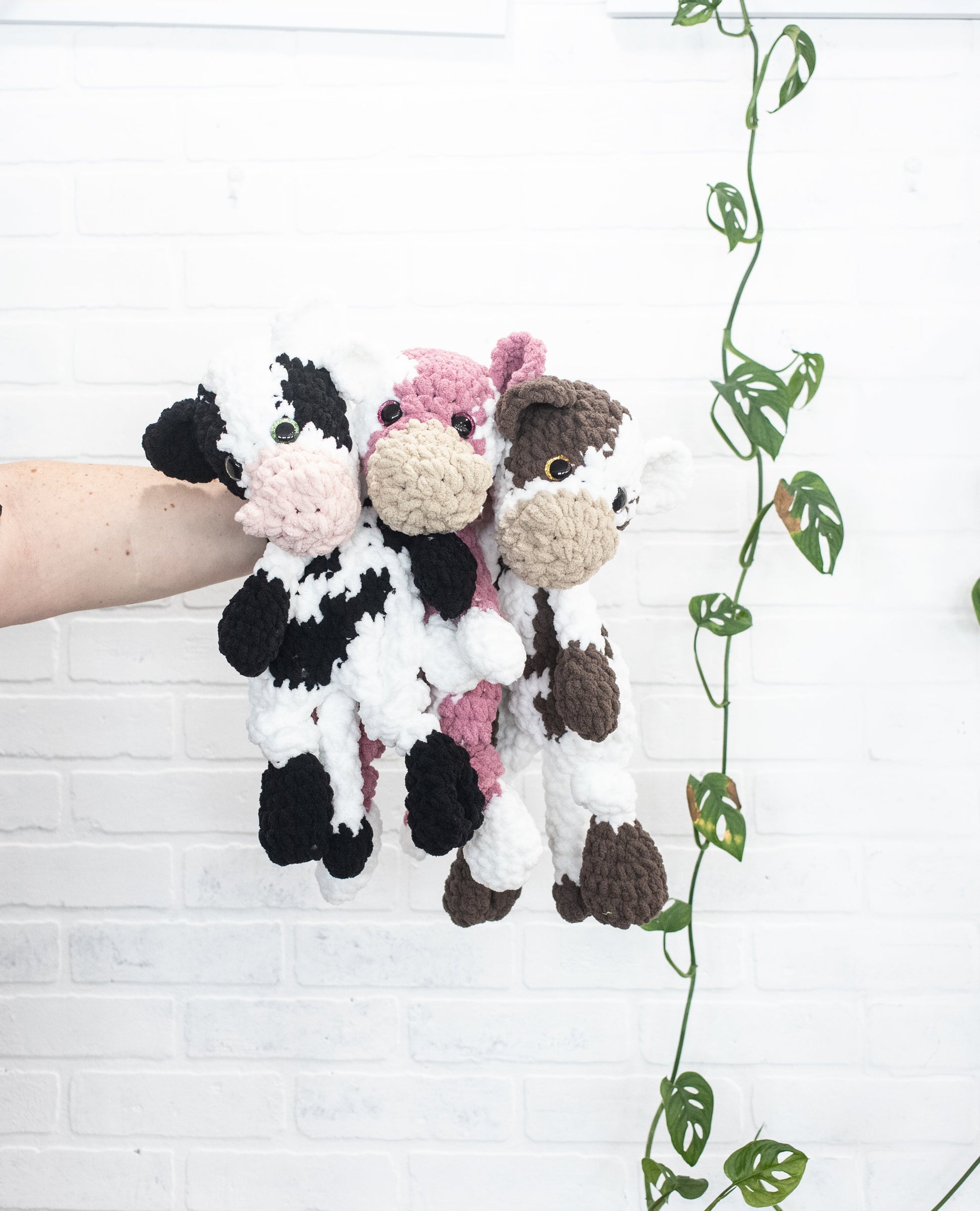 Cow Lovey, Cow Stuffed Animal, Crochet Black and White Cow Snuggler-3