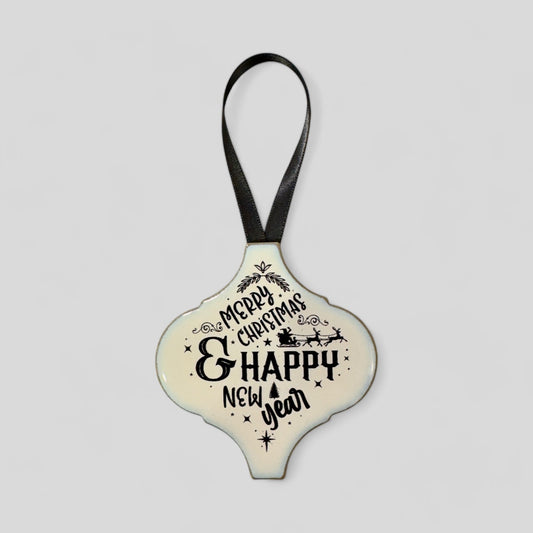 Arabesque Christmas Ornament - Merry Christmas & Happy New Year