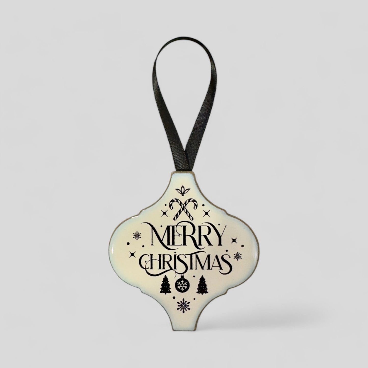 Arabesque Christmas Ornament - Merry Christmas (Candy Canes)