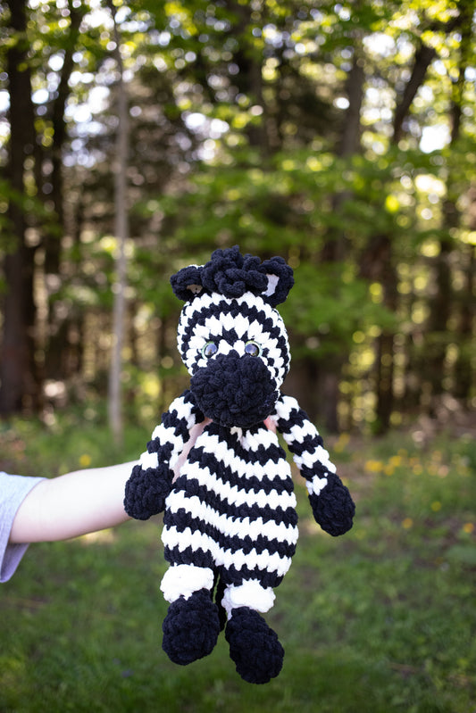 Zebra Lovey, Zebra Stuffed Animal, Crochet Zebra Snuggler-0