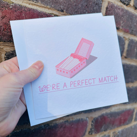 Everyday Festive™ We're A Perfect Match Valentines Day Funny Humorous Hammered Card & Envelope
