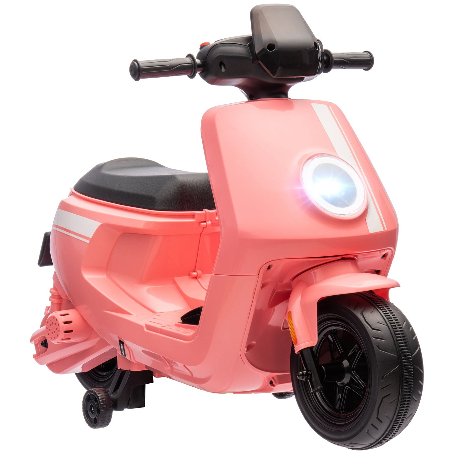 PlayPatch™ 6V Ride on Motorbike, Kids Electric Motorbike w/ Headlights, Music, Training Wheels, for Ages 18-36 Months, Pink