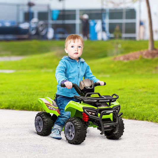 PlayPatch™ Kids Ride-on Four Wheeler ATV Car with Real Working Headlights, 6V Battery Powered Motorcycle for 18-36 Months, Green