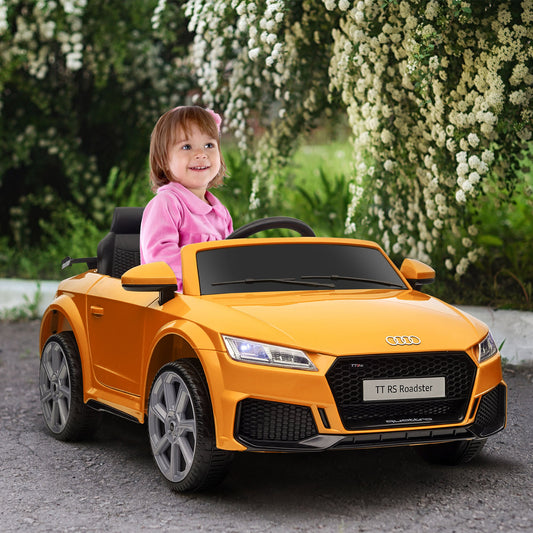 PlayPatch™ Kids Licensed Audi TT RS Ride-On Car 12V Battery w/ Remote Suspension Headlights and MP3 Player 3km/h Yellow