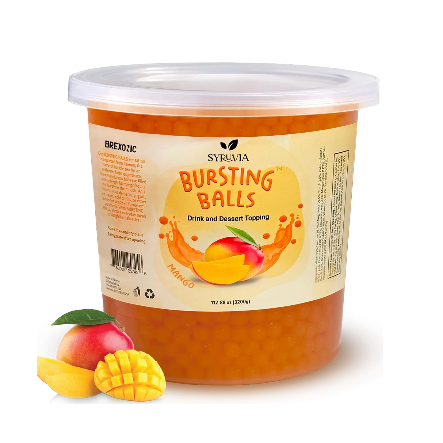 7 LB Mango Flavored Boba Balls for a Bursting and Popping Boba Experience ( 1 case 4x 7lb)