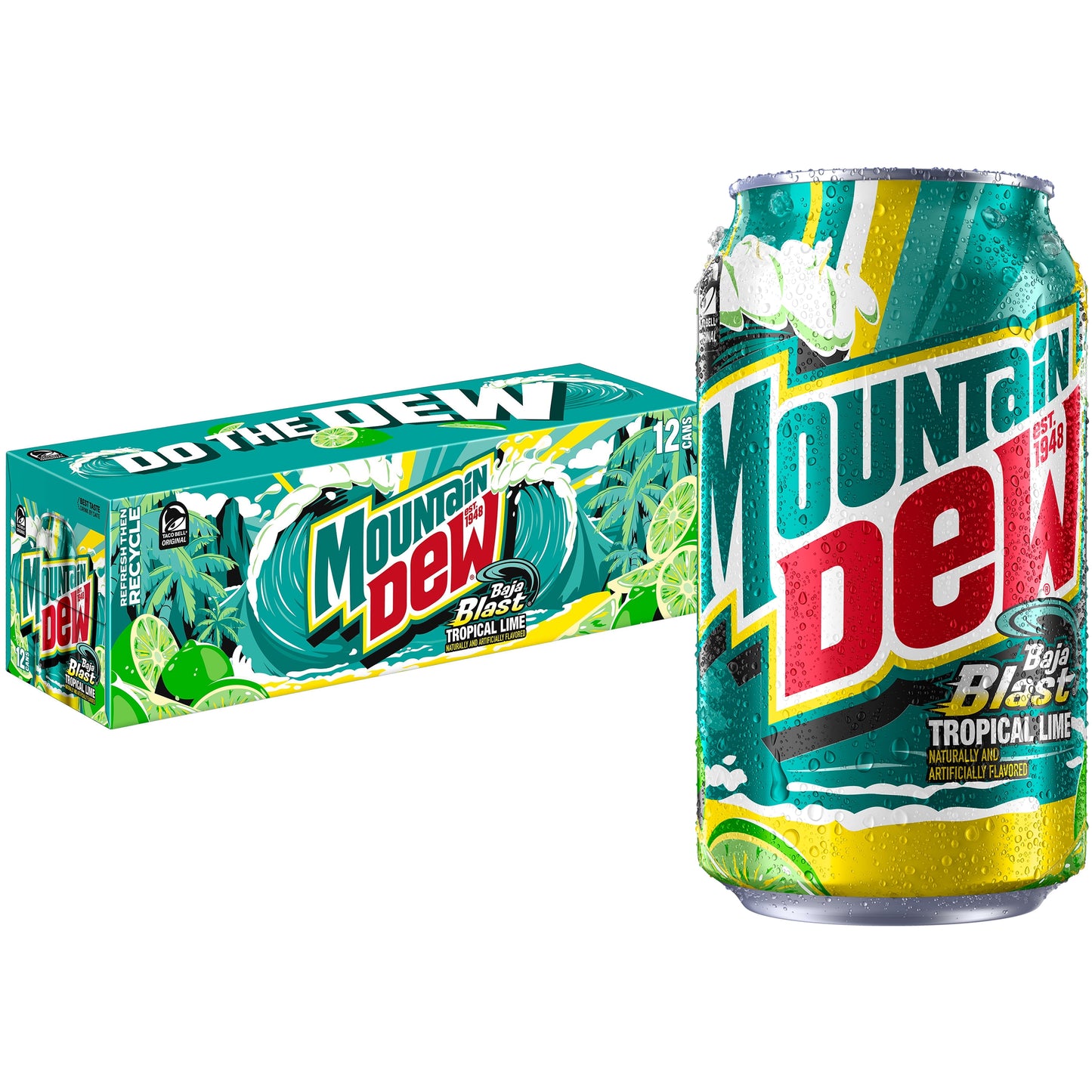 Soda Pop, Baja Blast, 12 Fl Oz Cans, 12 Pack