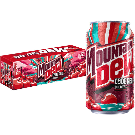 Code Red Cherry Flavored Soda Pop, 12 Fl Oz, 12 Pack Cans