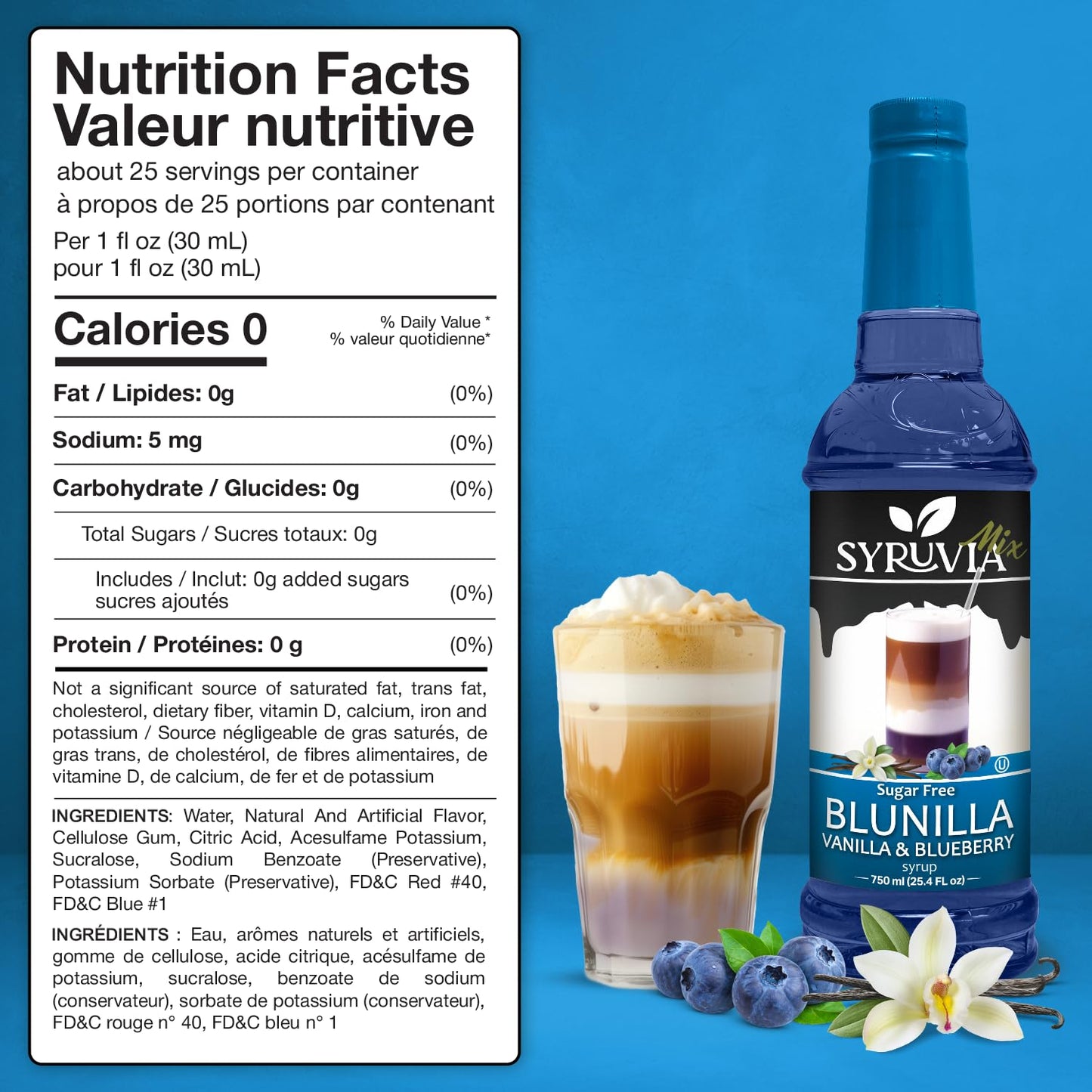 Sugar-Free BLUNILLA Syrup™ Vanilla Blueberry