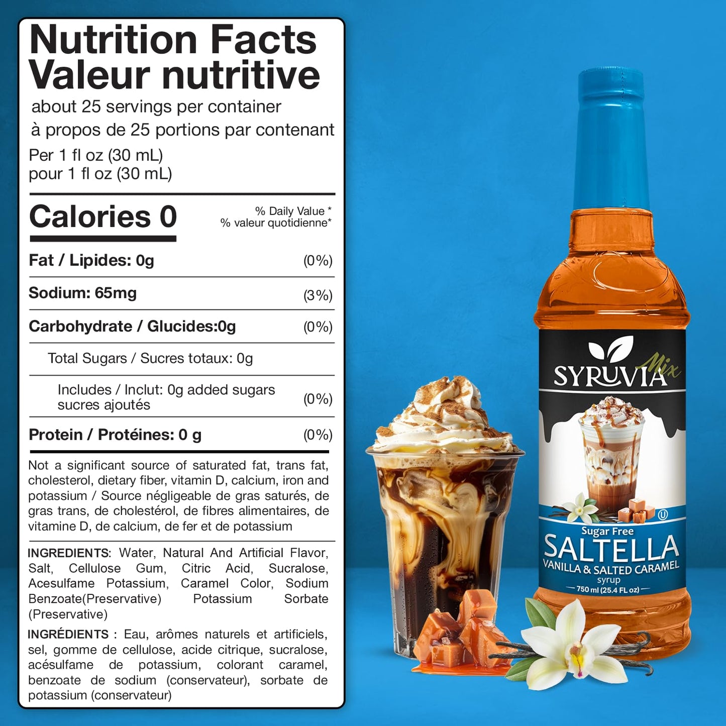 Sugar-Free SALTELLA Syrup™  Vanilla Salted Caramel