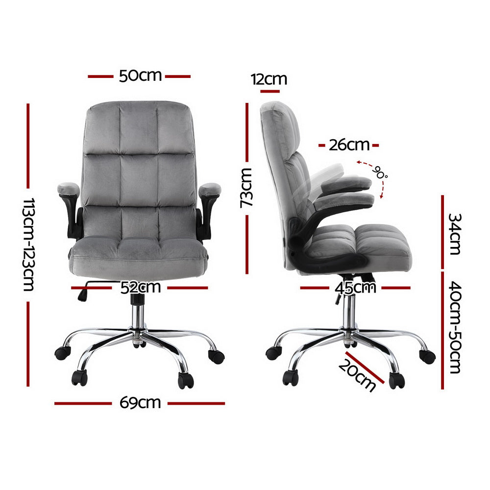 NNEDSZ Artiss Office Chair Velvet Seat Racing Gaming Computer Desk Chairs Armrest Grey
