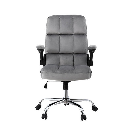 NNEDSZ Artiss Office Chair Velvet Seat Racing Gaming Computer Desk Chairs Armrest Grey