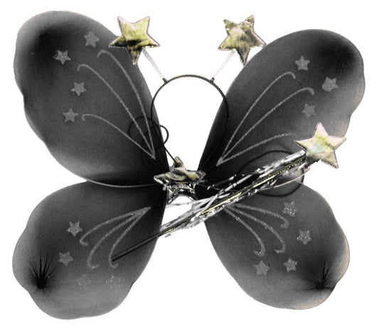 NNEDSZ Girls Kids Angel Fairy Butterfly Wing Fancy Princess Costume Party Prop - Black
