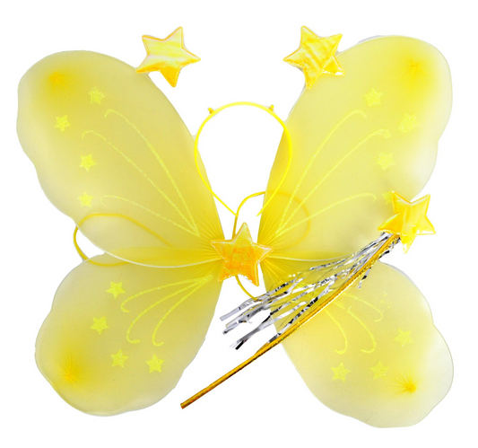 NNEDSZ Girls Kids Angel Fairy Butterfly Wing Fancy Princess Dress Up Party Costume Prop - Yellow