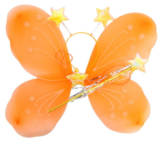NNEDSZ Girls Kids Angel Fairy Butterfly Wing Fancy Princess Party Costume Prop - Orange